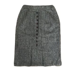 Vintage Women's Button Front Pencil Skirt Gray Tweed XS Preppy Business Casual
